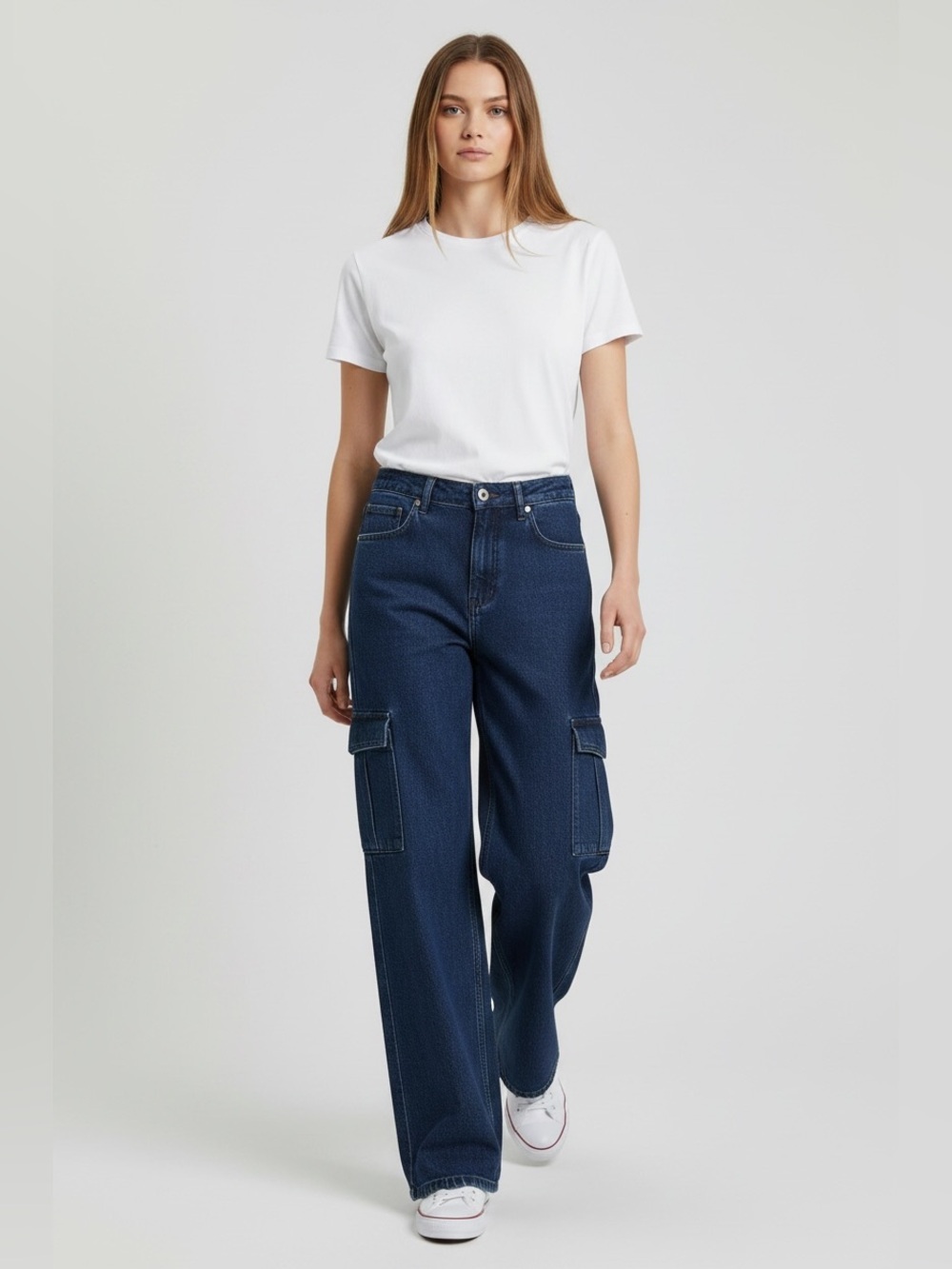 DKNY Jeans Women's High-Rise Wide-Leg Cargo Jeans